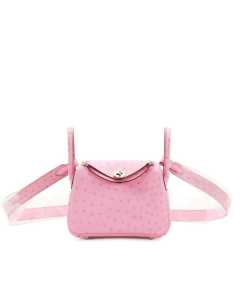 Hèrmes Bubblegum Ostrich Mini Lindy