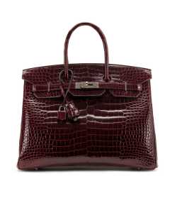 Hèrmes Bordeaux Shiny Porosus Birkin